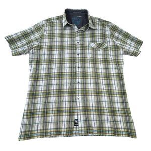 Kuhl Shirt Mens Size XL Plaid Short Sleeve Button Up Camp Gorecore Hiking Nature